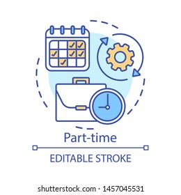 Part-time Concept Icon. Temporary, Short-term Employment Idea Thin Line Illustration. Job Recruitment. Reduced Work Schedule, Flexible Timetable. Vector Isolated Outline Drawing. Editable Stroke