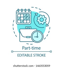 Part-time Concept Icon. Temporary, Short-term Employment Idea Thin Line Illustration. Job Recruitment. Reduced Work Schedule, Flexible Timetable. Vector Isolated Outline Drawing. Editable Stroke