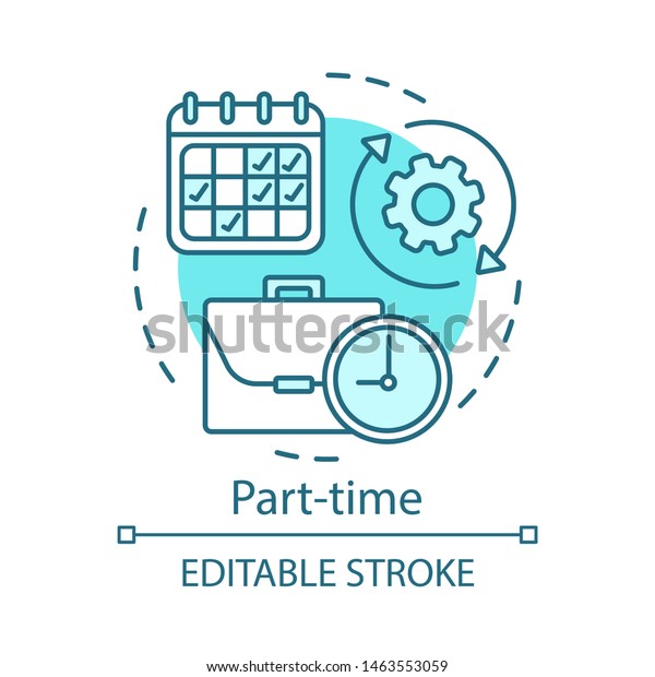 Part-time concept icon. Temporary, short-term\
employment idea thin line illustration. Job recruitment. Reduced\
work schedule, flexible timetable. Vector isolated outline drawing.\
Editable stroke