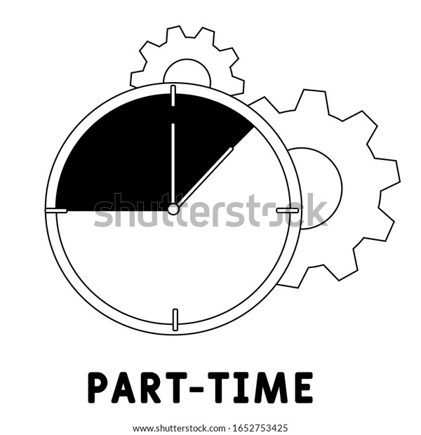パートタイムのコンセプトアイコン 短期的な雇用のアイデアの細い線のイラスト 採用 作業スケジュールの短縮 柔軟なスケジュール ベクター画像の輪郭描画 のベクター画像素材 ロイヤリティフリー