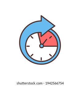 Part-time employment RGB color icon. Working less than specified hours. Underemployment. Leaving worker idle. Short-term unemployment. Inadequate, low labor utilization. Isolated vector illustration