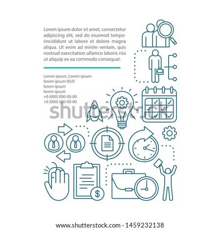 Part-time job article page vector template. Work in shifts. Short-term employment. Brochure, booklet design element with linear icons, text boxes. Print design. Concept illustrations with text space 