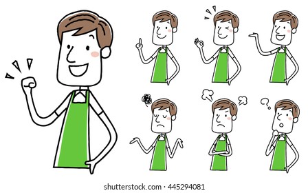 Part-time job man: pose variation