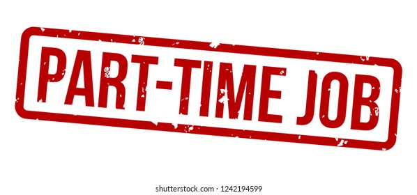 part-time job square grunge red stamp badge