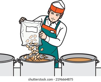 Part-time male, cooking in the kitchen