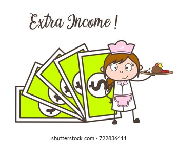 Part-Time Waitress Job  - Vector Concept