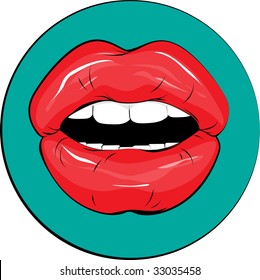 partway opened glossy lips