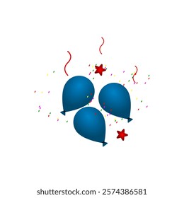 party 3d balloons illustrated icon, baloon vector illustration, stars.