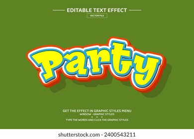 Party 3D editable text effect template