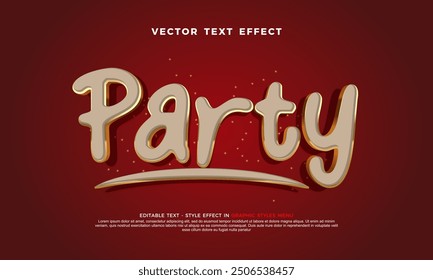 Party 3d editable text effect with red background