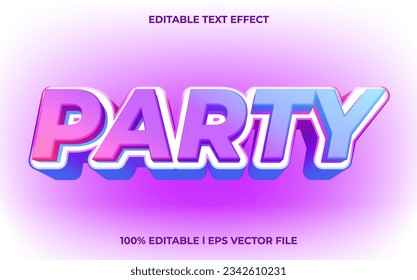 party 3d text effect with blue ice theme. colorful typography for products tittle