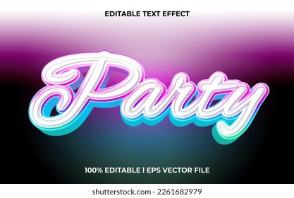party 3d text effect and editable text, template 3d style use for business tittle