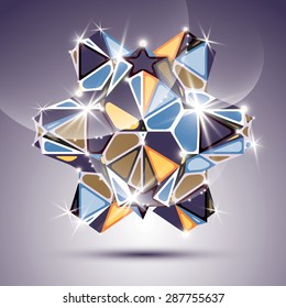 Party 3D twinkle kaleidoscope object. Vector festive geometric illustration - eps10 shiny facet gemstone. 