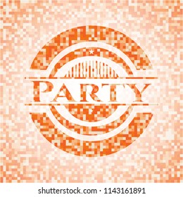 Party abstract orange mosaic emblem