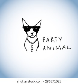 Party animal hand drawn vector sign (design element, symbol, icon )