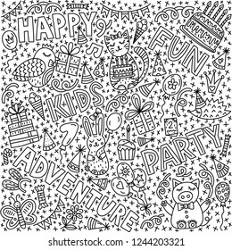Party animals. Cute doodle illustration  with lettering