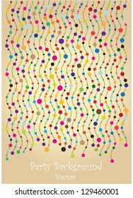 party backdrop design with funny colorful dots and waves isolated on vintage background