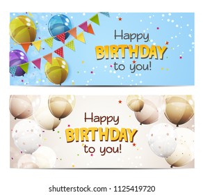 Party Background Baner with Flags and Balloons Vector Illustration. EPS10