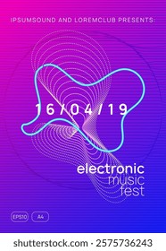 Party Background. Blue Edm Flyer. Festival Invite. Violet Dj Set. Sound Banner. Psychedelic Audio Illustration. Discotheque Concert Template. Green Party Background