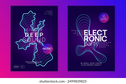 Party Background. Blue Edm Poster. Music Concert Element. Electronic Disco Illustration. Festival Vector. Green Techno Magazine. Dj Banner. Pink Party Background