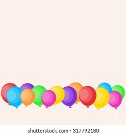 Party background with colorful balloons, flat design style