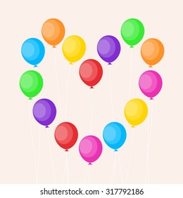 Party background with colorful balloons, flat design style