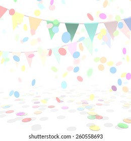 Party Background With a Colorful Confetti and Flags. Vector Ilustration.