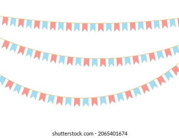 Party Background with Colorful Flags. Celebration Event, Birthday, Carnival flag garlands.
