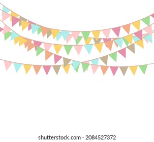 Party Background with Colorful Flags. Celebration Event, Birthday, Carnival flag garlands.