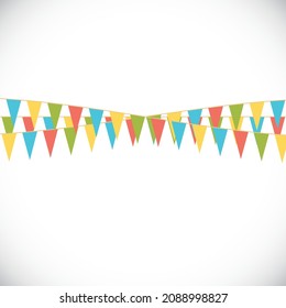 Party Background with Colorful Flags. Celebration Event, Birthday, Carnival flag garlands.