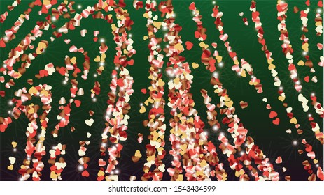 Party Background with Confetti of Glitter Particles. St. Valentine Day. Holiday pattern. Light Spots. Explosion of Confetti. Glitter Vector Illustration. Design for Template.