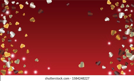 Party Background with Confetti of Glitter Particles. St. Valentine Day. Anniversary pattern. Light Spots. Explosion of Confetti. Glitter Vector Illustration. Design for Banner.