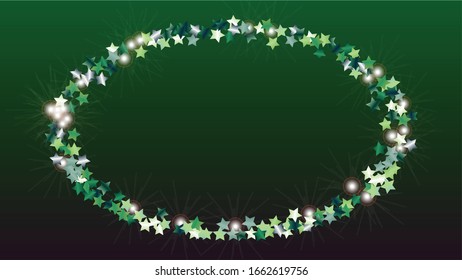 Partyhintergrund mit Confetti von Glitter Particles. Funkellichtstruktur. Weihnachtsmuster. Lichtpunkte. Sternstaub. Explosion von Confetti. Design für Karte.
