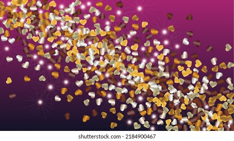 Party Background with Confetti of Glitter Particles. St. Valentine Day. Celebration pattern. Light Spots. Explosion of Confetti. Glitter Vector Illustration. Design for Template.