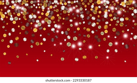 Party Background with Confetti of Glitter Particles. Sparkle Lights Texture. Holiday pattern. Light Spots. Star Dust. Explosion of Confetti. Design for Web.