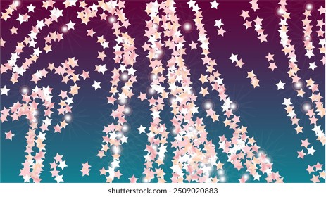 Party Background with Confetti of Glitter Star Particles. Sparkle Lights Texture. Anniversary pattern. Light Spots. Star Dust. Christmass Design. Explosion of Confetti. Design for Advertisement.
