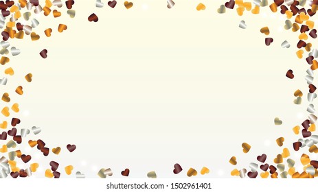 Party Background with Confetti of Hearts Glitter Particles. St. Valentine Day. Christmas pattern. Light Spots. Explosion of Confetti. Glitter Vector Illustration. Design for Sale.