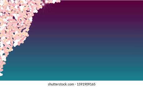 Party Background with Confetti of Hearts Glitter Particles. St. Valentine Day. Anniversary pattern. Light Spots. Explosion of Confetti. Glitter Vector Illustration. Design for Banner.