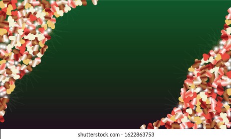 Party Background with Confetti of Hearts Glitter Particles. St. Valentine Day. Disco pattern. Light Spots. Explosion of Confetti. Glitter Vector Illustration. Design for Web.
