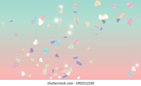 Party Background with Confetti of Hearts Glitter Particles. St. Valentine Day. Disco pattern. Light Spots. Explosion of Confetti. Glitter Vector Illustration. Design for Web.