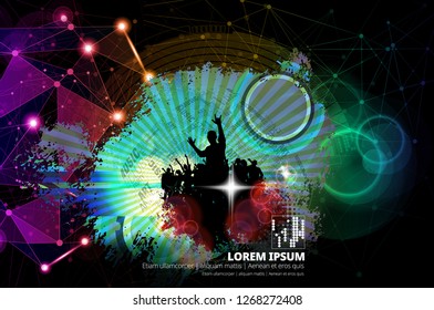 Party background with dancing people - vector illustration