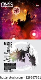 Party background with dancing people - vector illustration