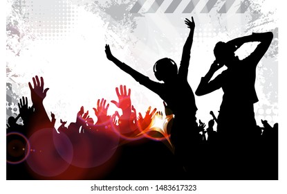 Party background with dancing people - vector illustration