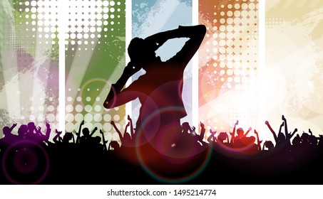 Party background with dancing people - vector illustration