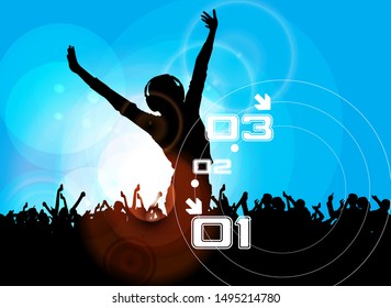 Party background with dancing people - vector illustration