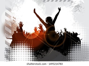 Party background with dancing people - vector illustration