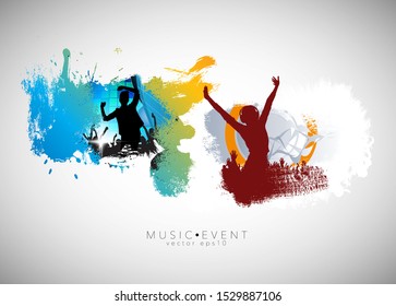 Party background with dancing people - vector illustration