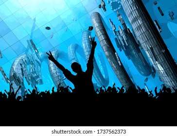 Party background with dancing people - vector illustration