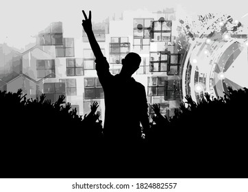 Party background with dancing people - vector illustration
