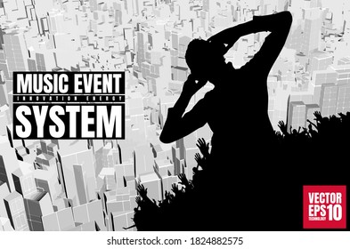 Party background with dancing people - vector illustration